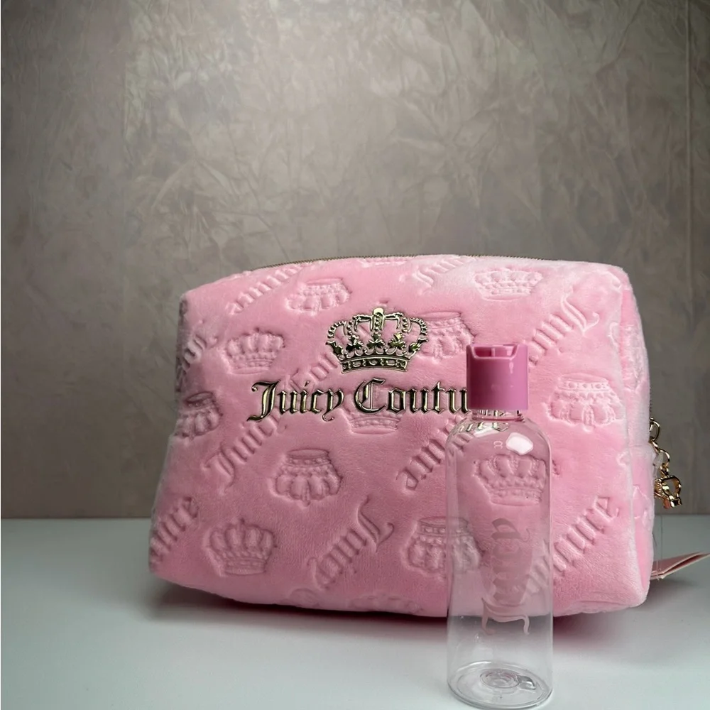Juicy Couture Pink Embossed Crown Cosmetic Pouch